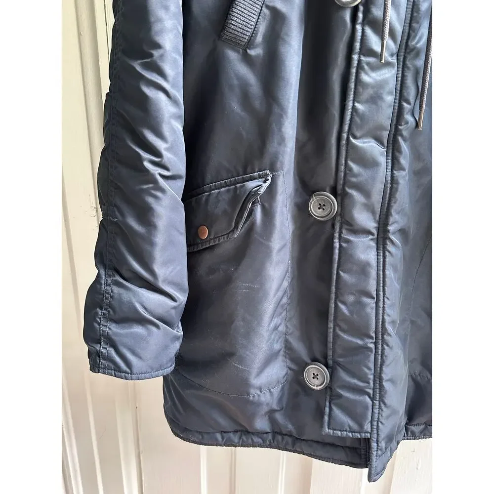 J. Crew Faux Fur Trim Hooded Parka Jacket - Black - Size Large